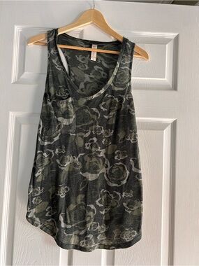 Altar'd State Olive and Charcoal Floral Camo Tank